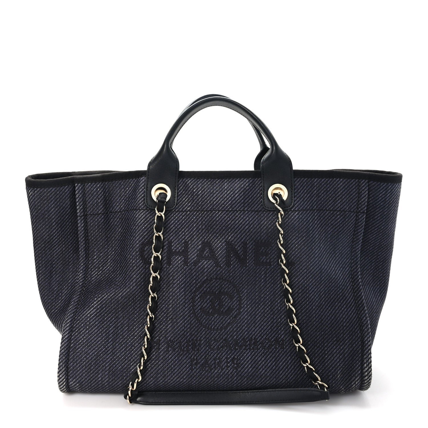 Chanel Mixed Fibers Calfskin Medium Deauville Tote Black