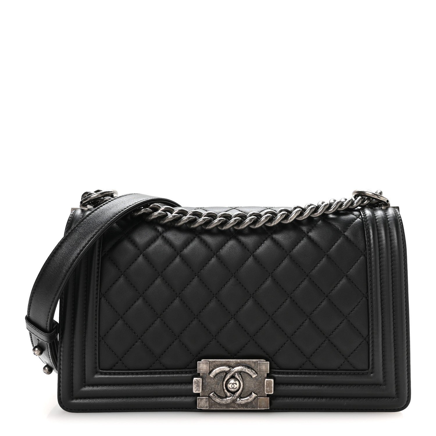 Chanel Lambskin Quilted Medium Boy Flap Black