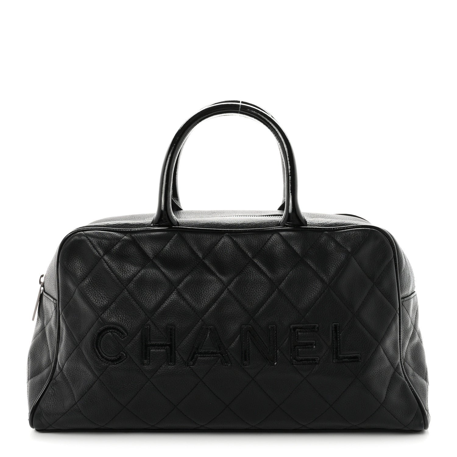 Chanel Caviar Patent Quilted Large Bowler Black