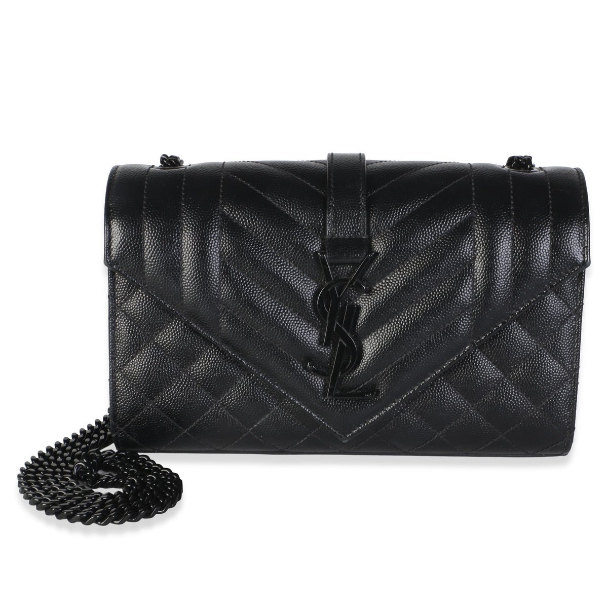 Black Grain De Poudre Monochrome Triquilt Small Envelope Flap