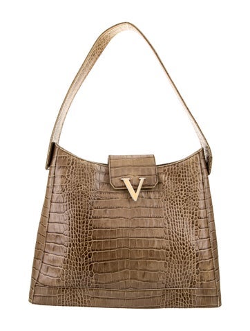 Valentino Embossed Leather Shoulder Bag Vintage