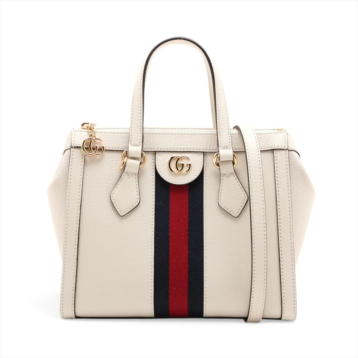 Gucci Ophidia 547551 Leather 2 Way Handbag White
