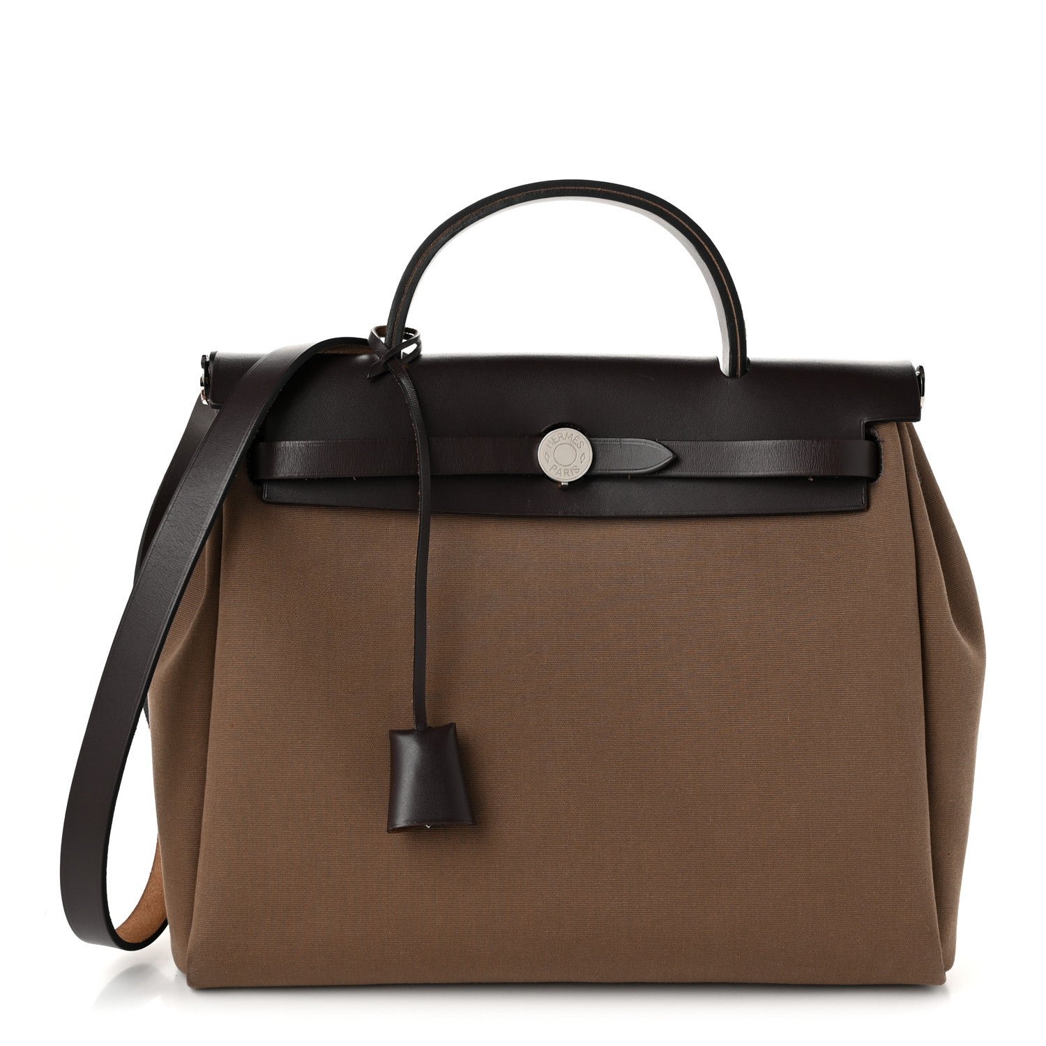 Hermes Hermes Vache Hunter Toile Herbag Zip Retourne 31 PM  Etoupe Ebene