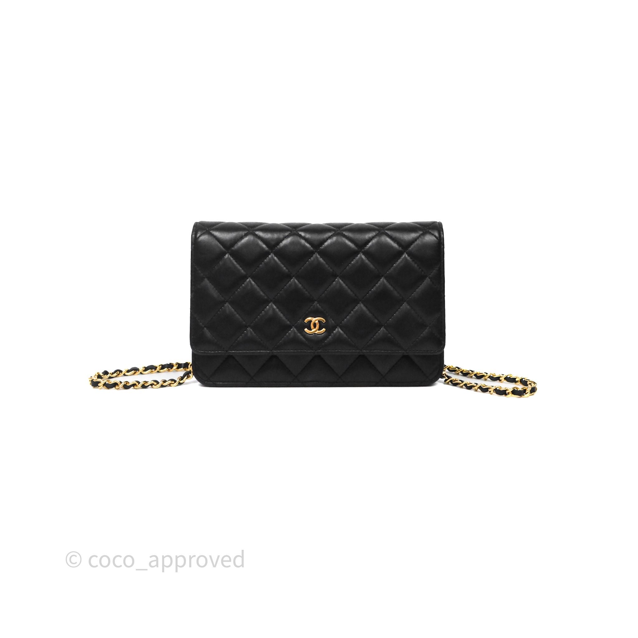 Chanel Quilted Wallet on Chain WOC Black Lambskin Gold Hardware