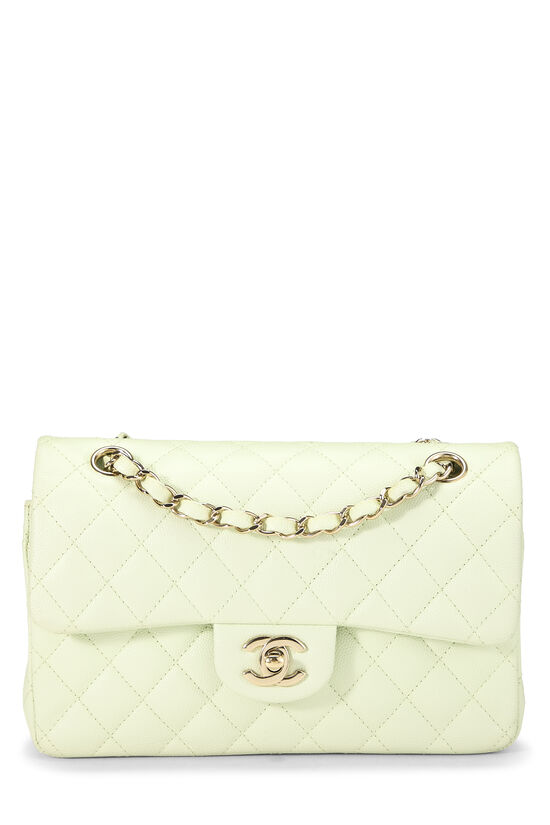 Chanel Green Quilted Caviar Classic Double Flap Small
