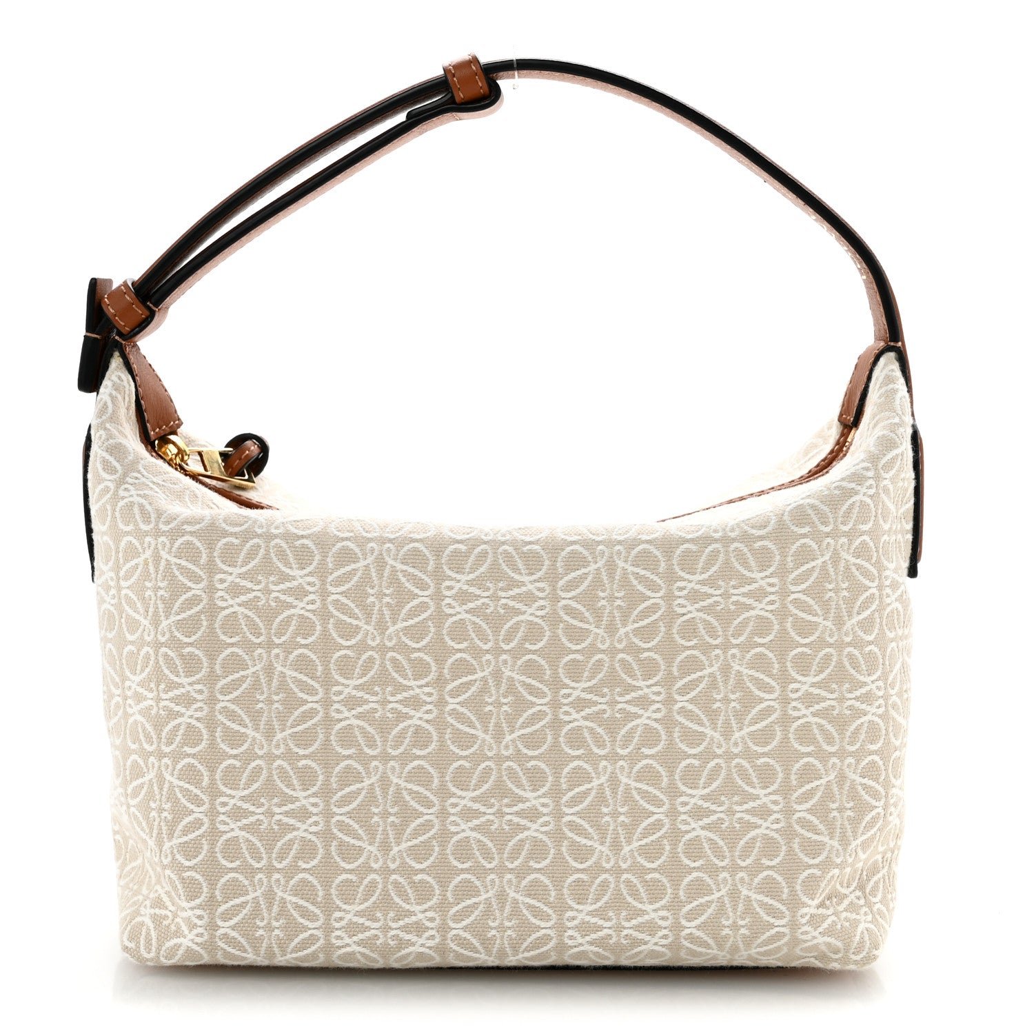 Loewe Jacquard Anagram Calfskin Small Cubi Bag Ecru Tan