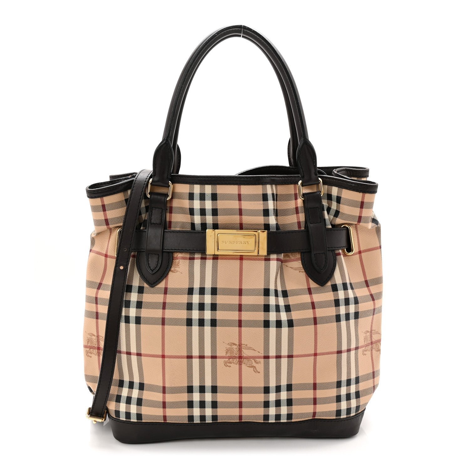 Burberry Haymarket Check Medium Golderton Tote Chocolate