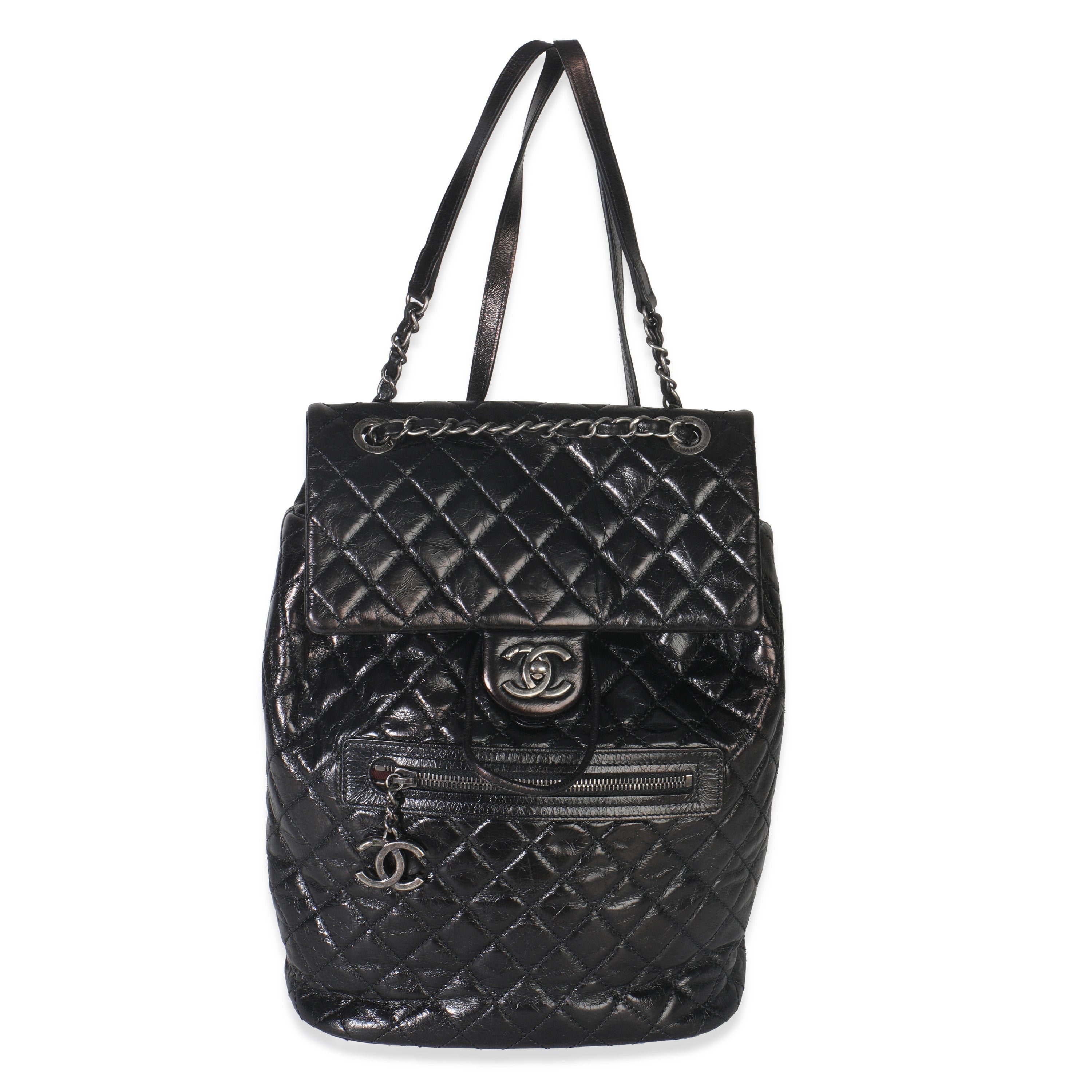 Chanel Black Quilted Glazed Calfskin Mountain Backpack