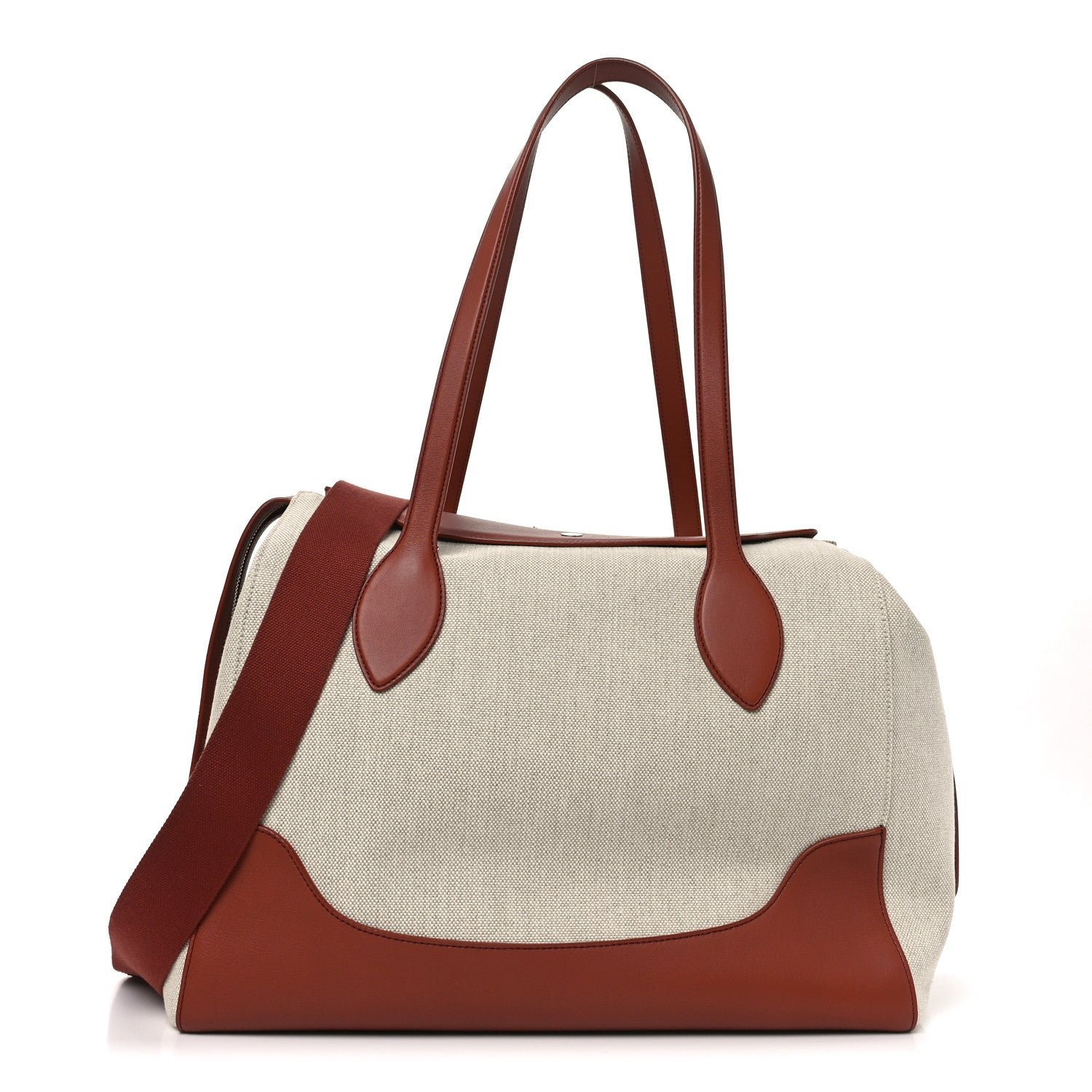 Loro Piana Loro Piana Calfskin Cotton Linen XL Sesia Happy Day Bag Natural Kummel