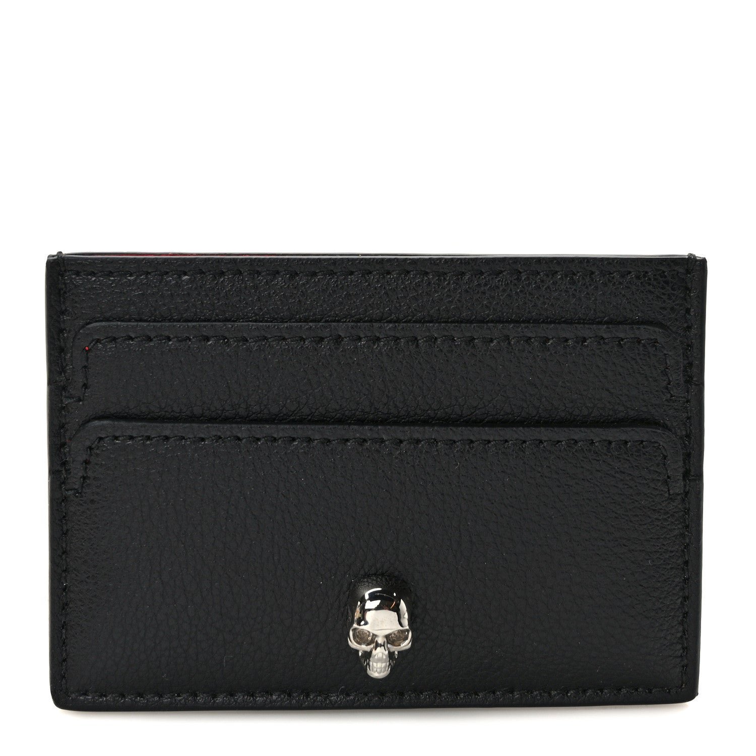 Alexander McQueen Calfskin Skull Card Holder Black