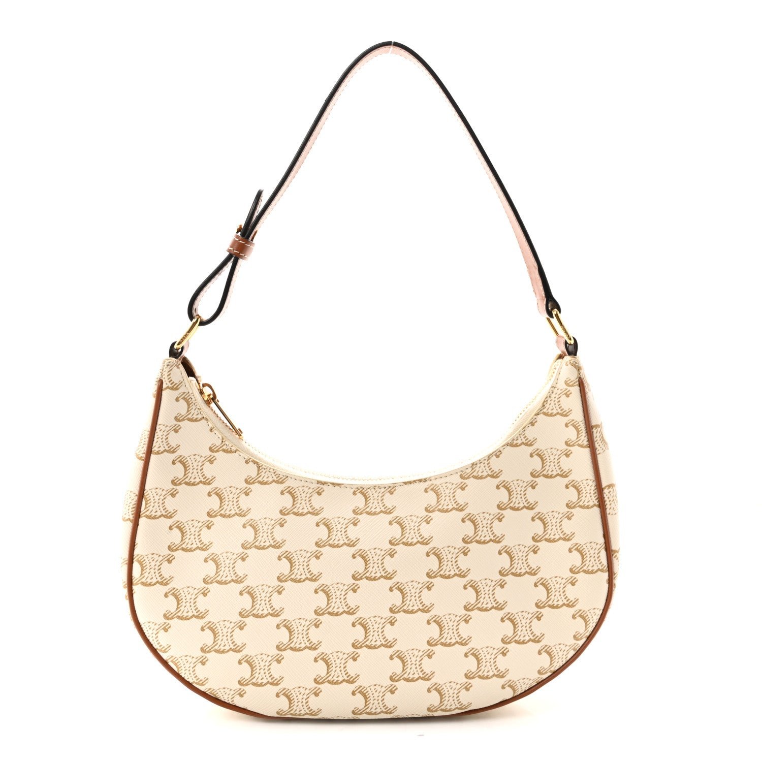 Celine Canvas Calfskin Ava Triomphe Shoulder Bag White