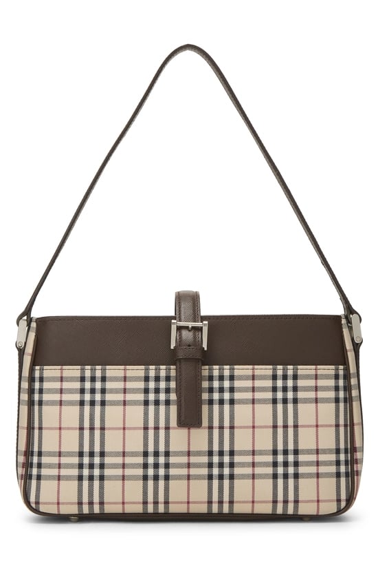 Brown House Check Jacquard Bucket Shoulder Bag Small
