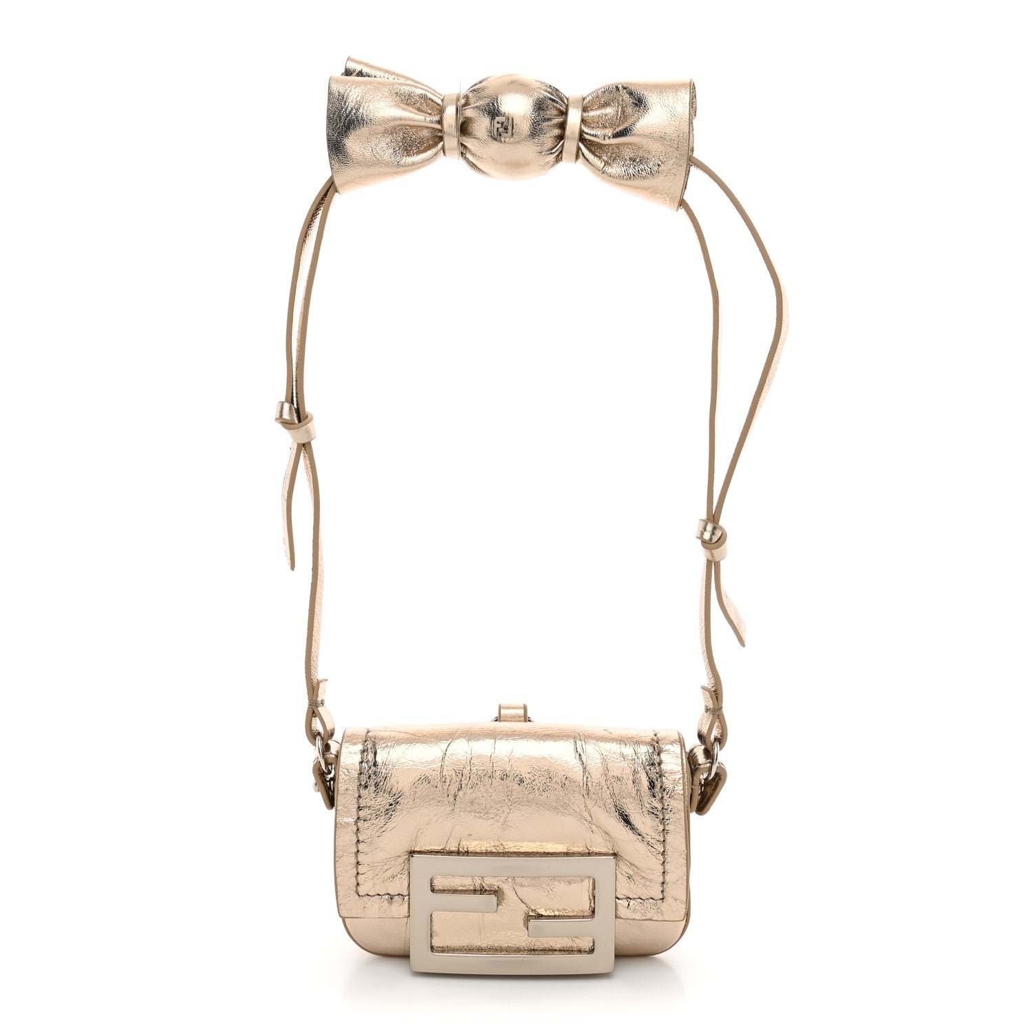 Fendi Metallic Nano Baguette So Sweet Handle Charm Gold