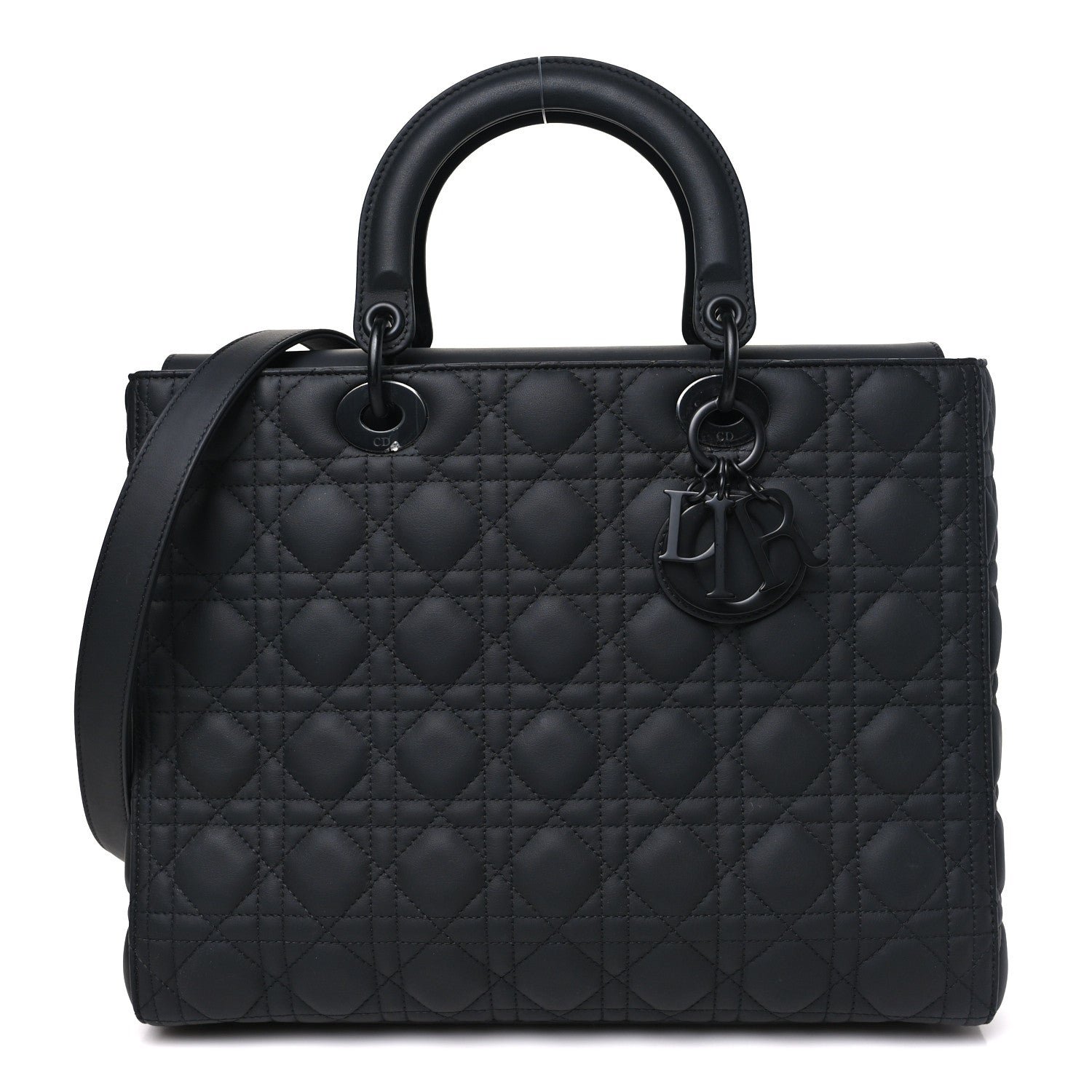 Christian Dior Ultra Matte Calfskin Cannage Large Lady Dior Black