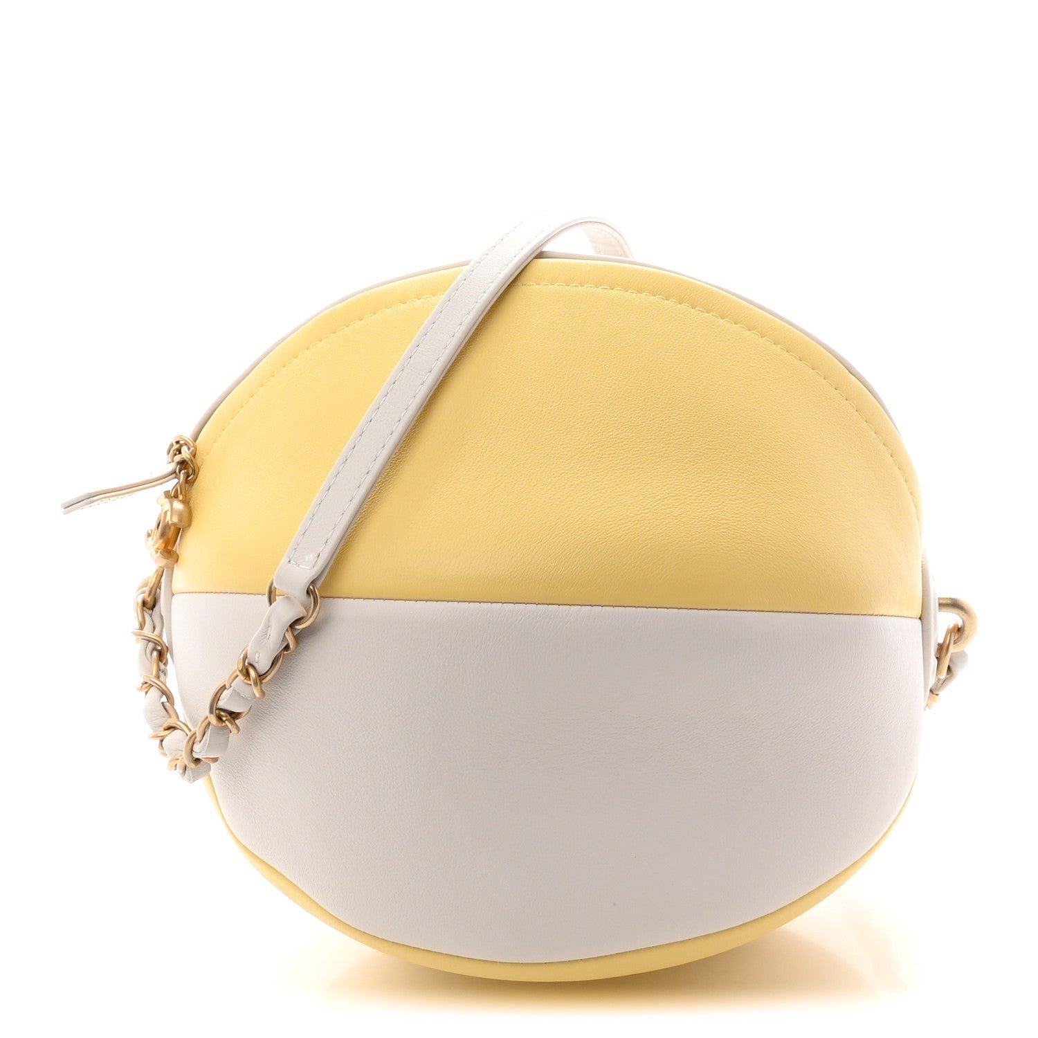 Chanel Calfskin Coco Beach Ball Bag White Yellow