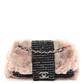 Chanel Rabbit Fur Tweed Lizard Small Fantasy Flap Pink