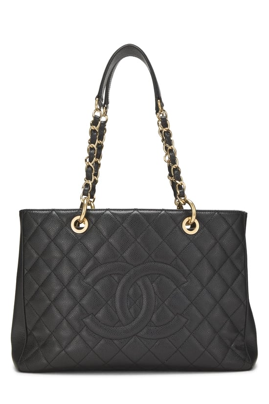 Black Quilted Caviar Grand Shopping Tote (GST)