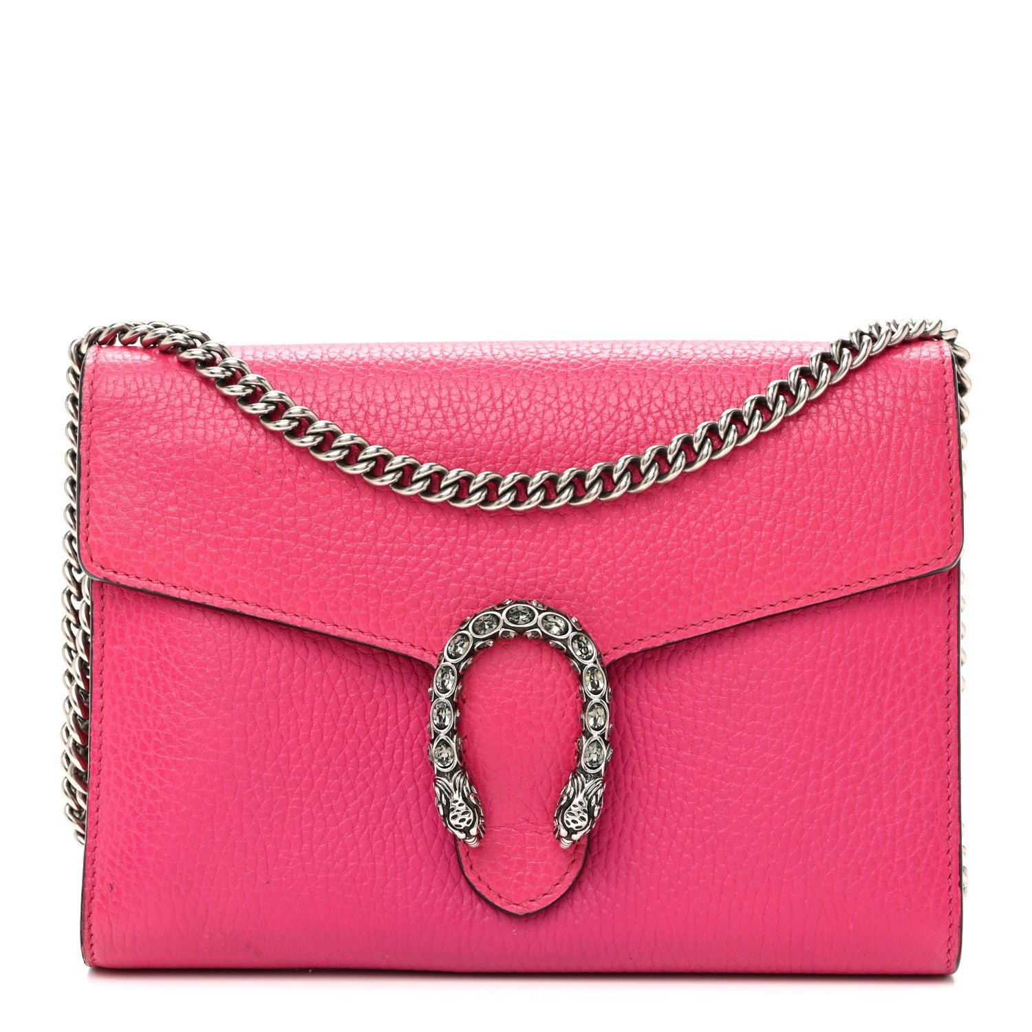 Gucci Dollar Calfskin Crystal Mini Dionysus Chain Wallet Box Pink