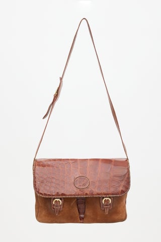 Vintage Leather & Suede GG Satchel