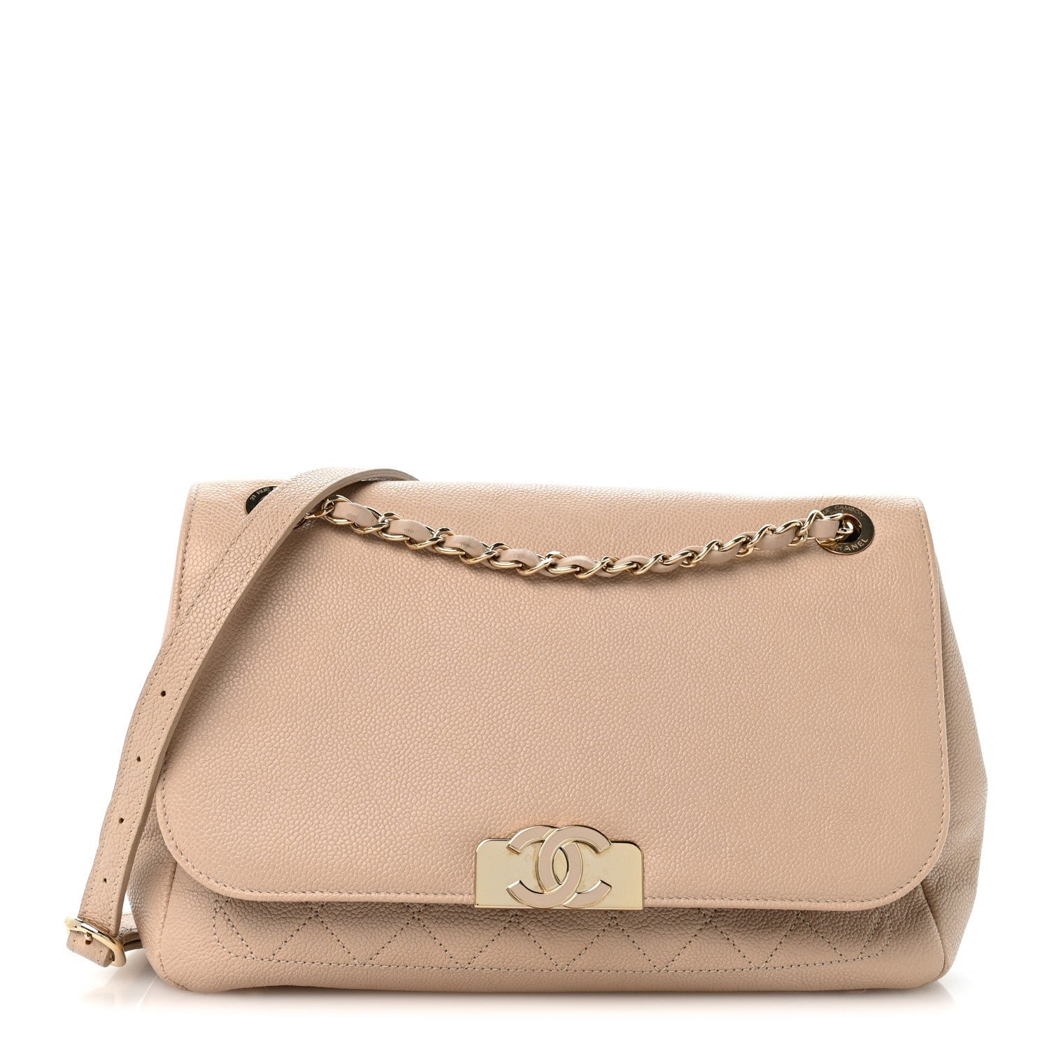 Chanel Caviar Quilted Flap Light Beige