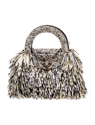 2026 Raffia Fringe Nano Kelly Shopper Bag w/Tags