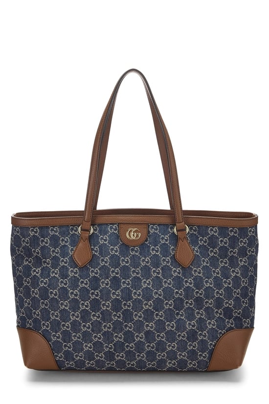 Brown Denim GG Ophidia Tote