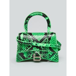 Balenciaga Balenciaga Green/Black Faux Python Leather Hourglass Mini Top Handle Bag