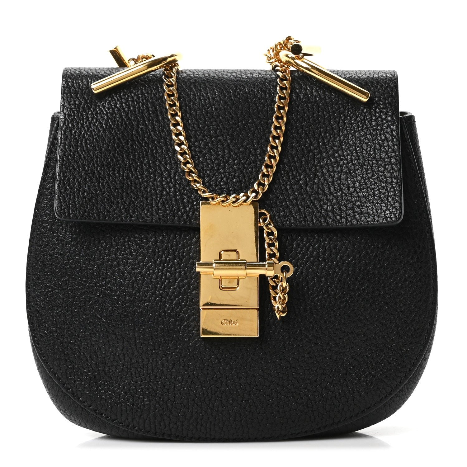 Chloe Grained Lambskin Mini Drew Shoulder Bag Black