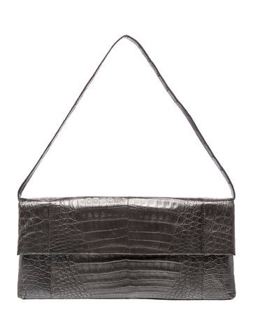 Crocodile Flap Clutch Small