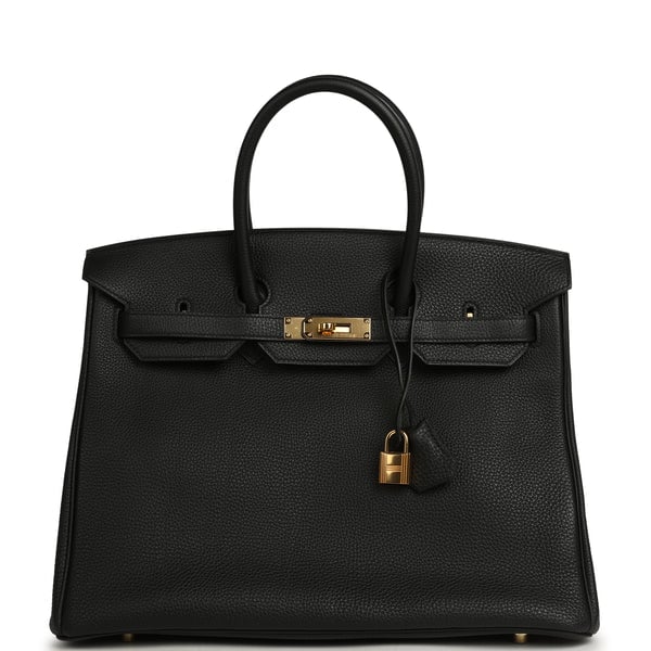 Pre-owned Hermes Birkin 35 Black Togo Gold Hardware