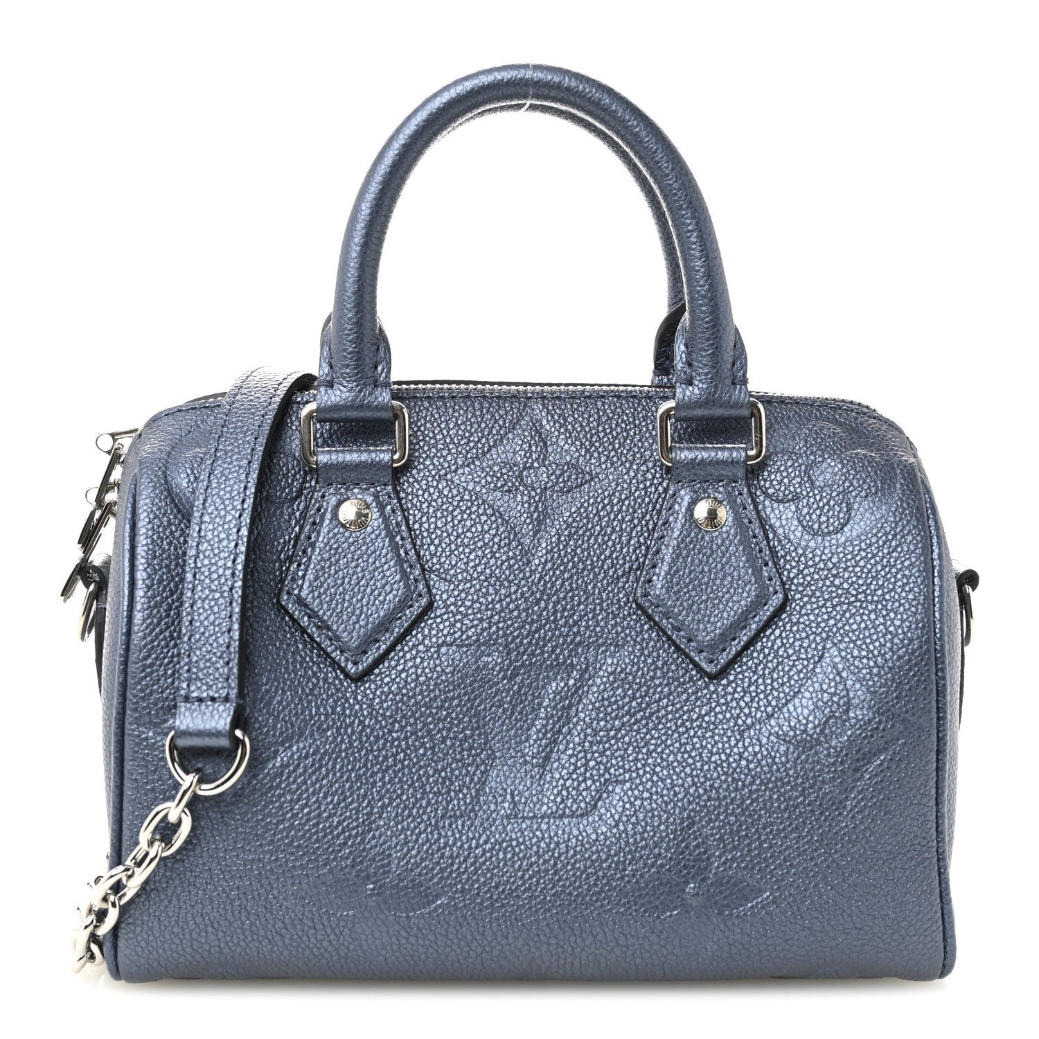 Louis Vuitton Metallic Empreinte Monogram Giant Speedy Bandouliere 20 Navy Nacre