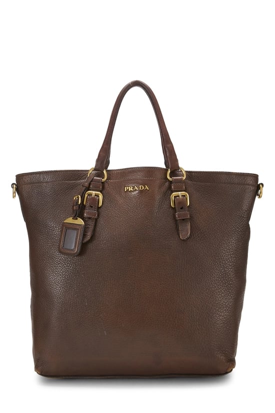 Brown Vitello Daino Convertible Tote