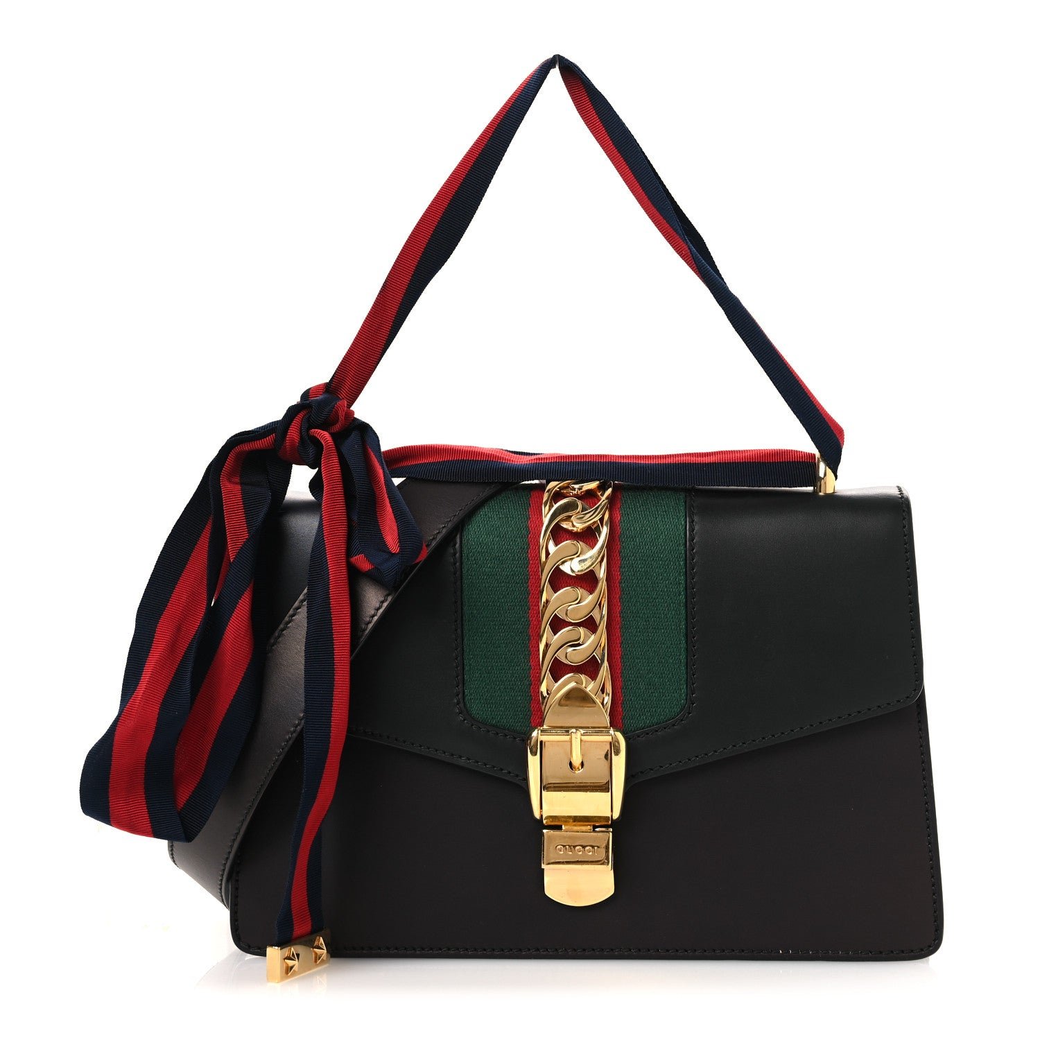 Gucci Calfskin Small Sylvie Shoulder Bag Black
