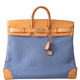 Hermes Hermès Vintage HAC Birkin 50 Denim and Naturelle Vache Liegee with Gold