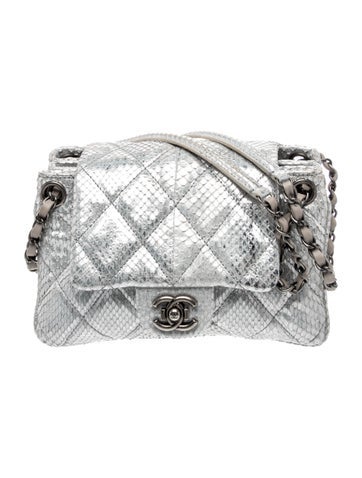 Quilted Python Accordion Flap Bag