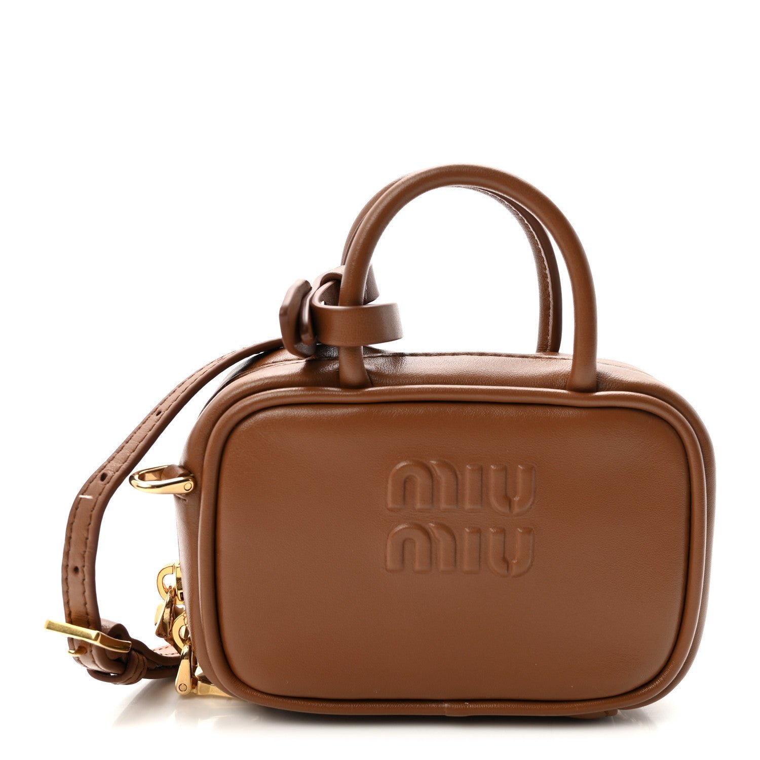 Miu Miu Miu Miu Calfskin Beau Micro Bag Cognac