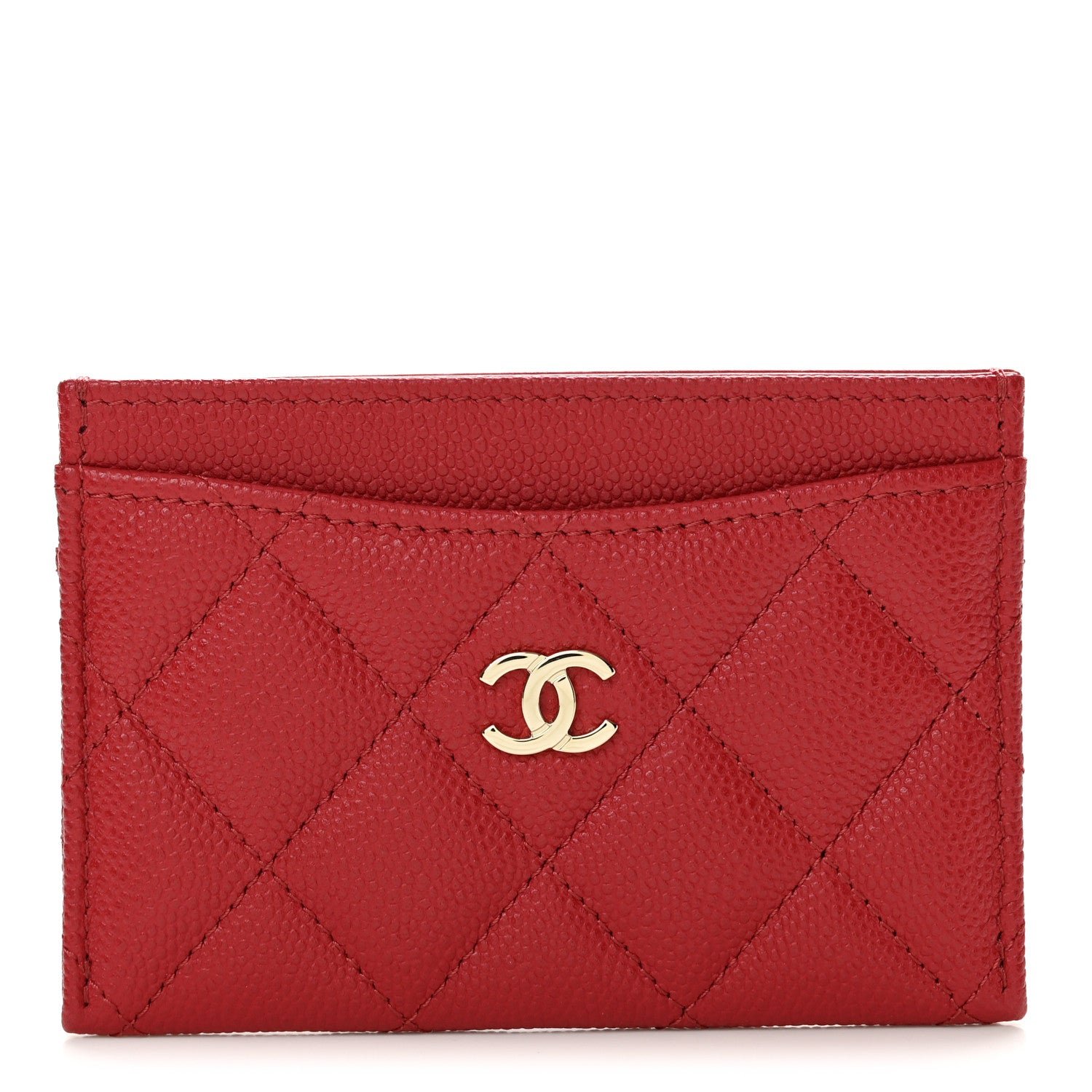 Chanel Caviar Quilted Card Holder Red
