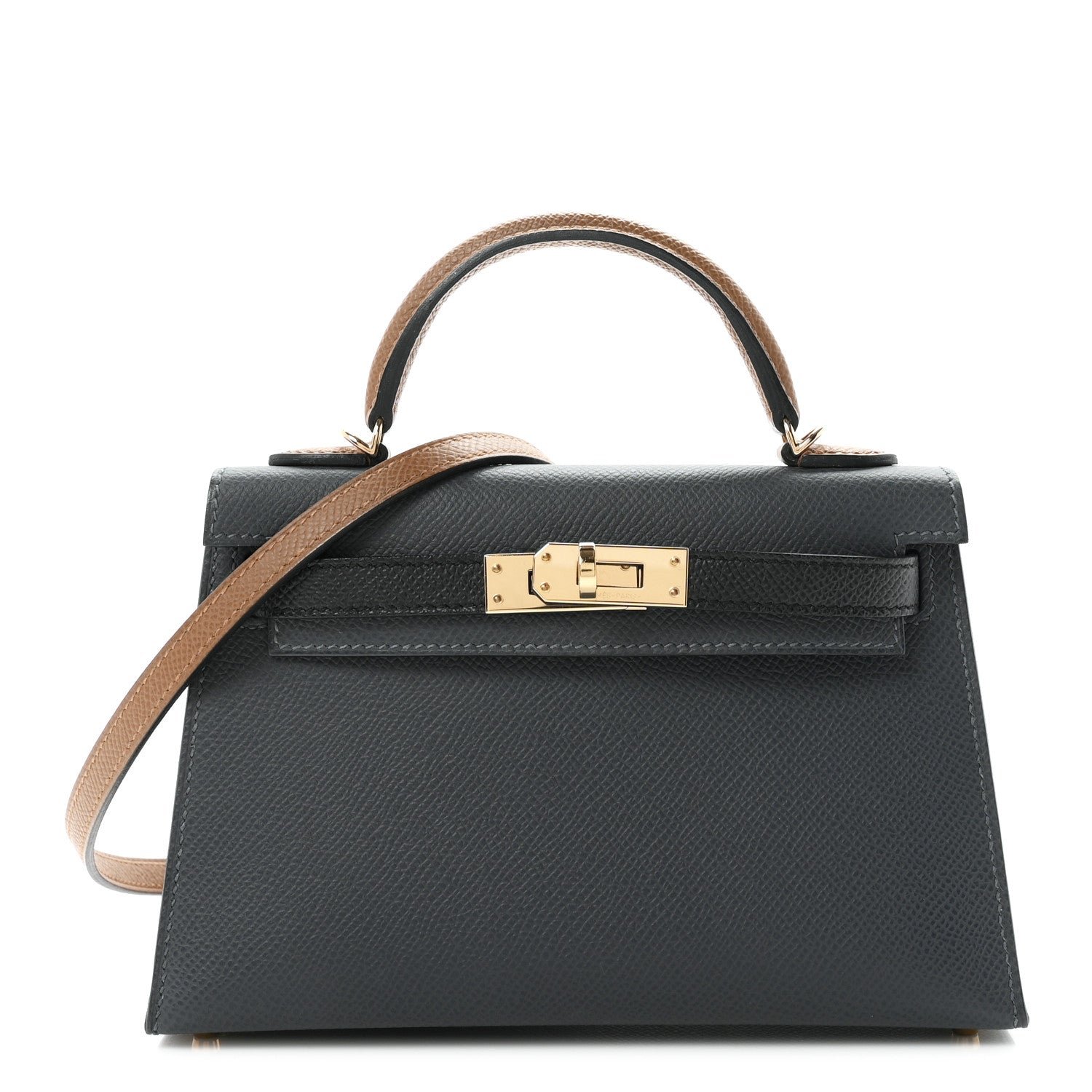 Hermes Epsom Tri-Color Mini Kelly Sellier 20 Gris Misty Black Alezan