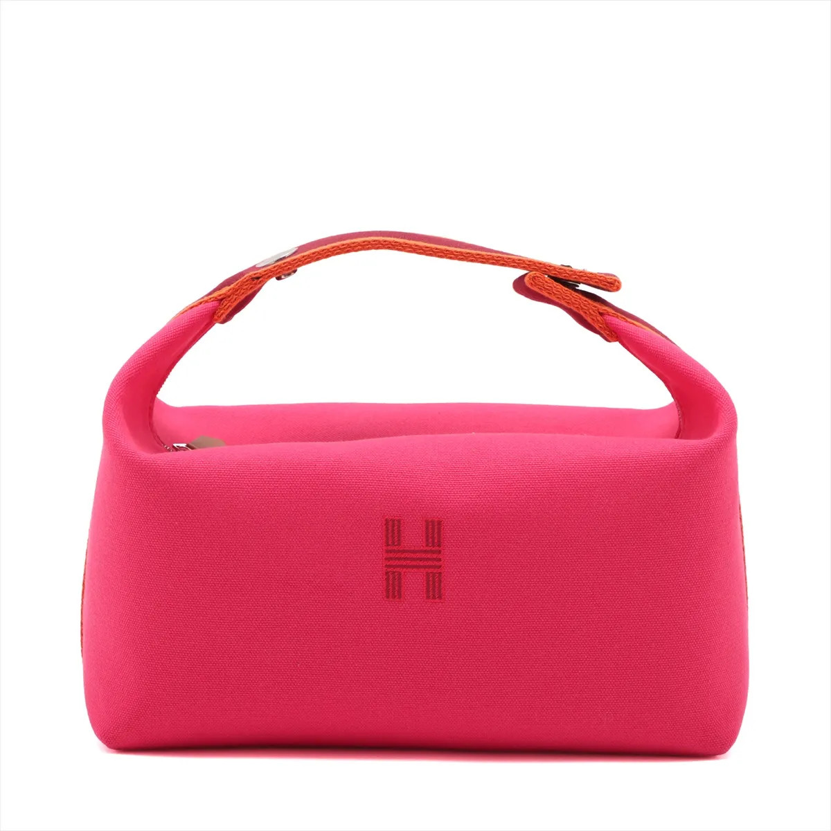 Hermès Brid A Black GM canvas Pink Silver Metal Fittings