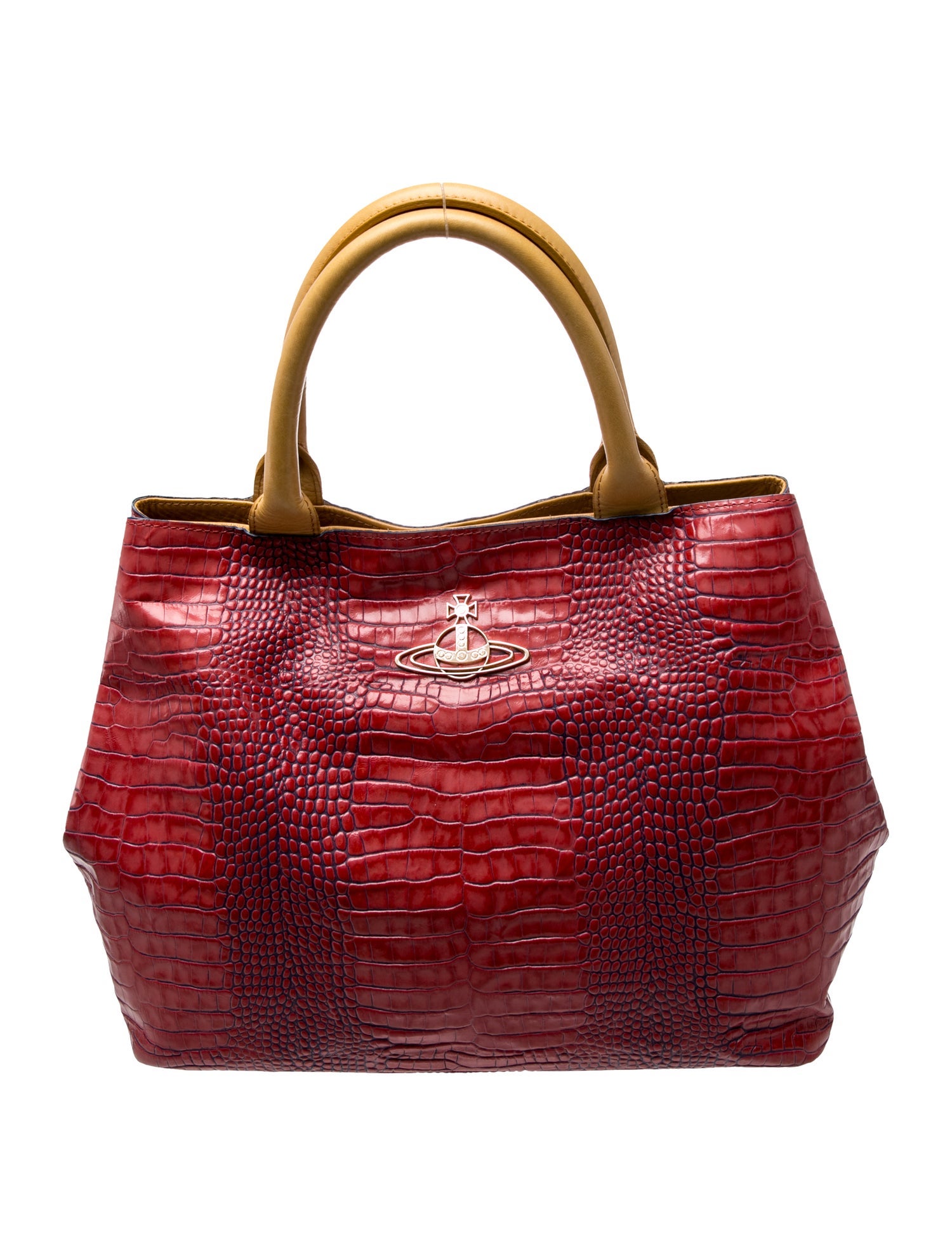 Embossed Leather Top Handle Bag
