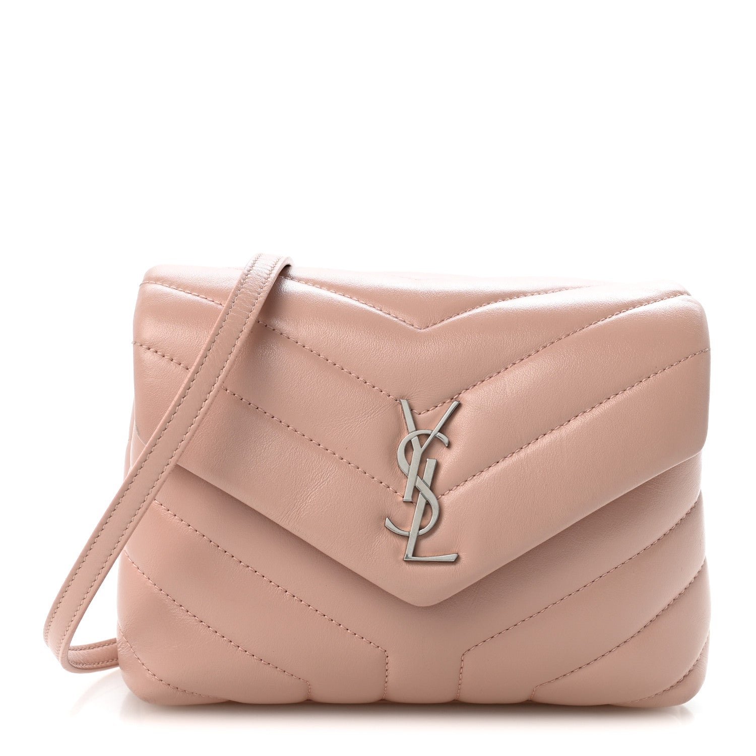 Saint Laurent Calfskin Y Quilted Monogram Toy Loulou Crossbody Bag Tender Pink