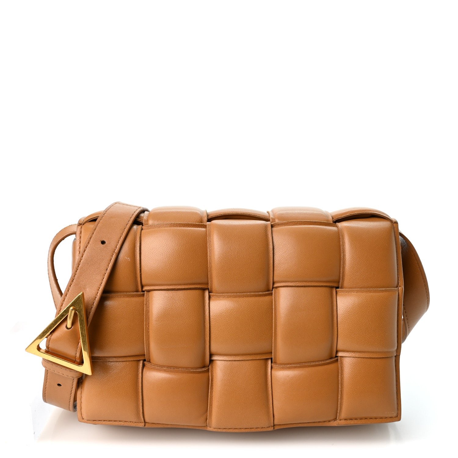 Bottega Veneta Nappa Maxi Intreccio Padded Cassette Crossbody Bag Caramel