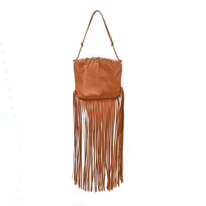 Bottega Veneta Nappa The Fringe Pouch Shoulder Bag Clay