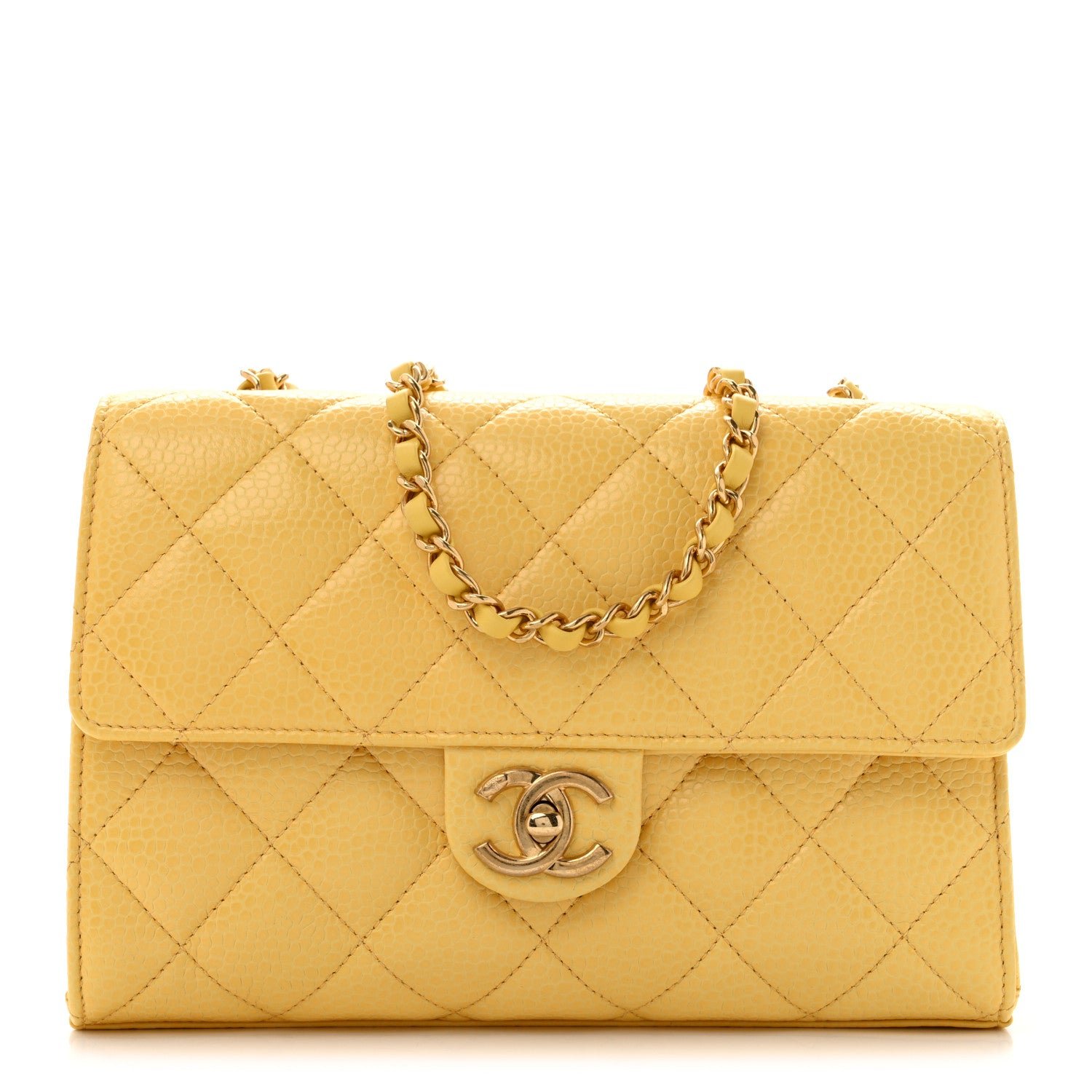 Chanel Caviar Quilted Single Flap Yellow
