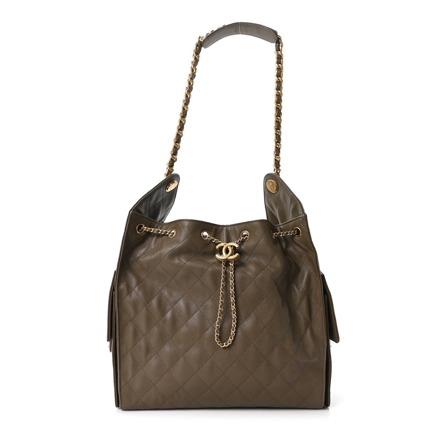 Chanel Caviar Quilted Medium Chanel 25 Handbag Dark Khaki