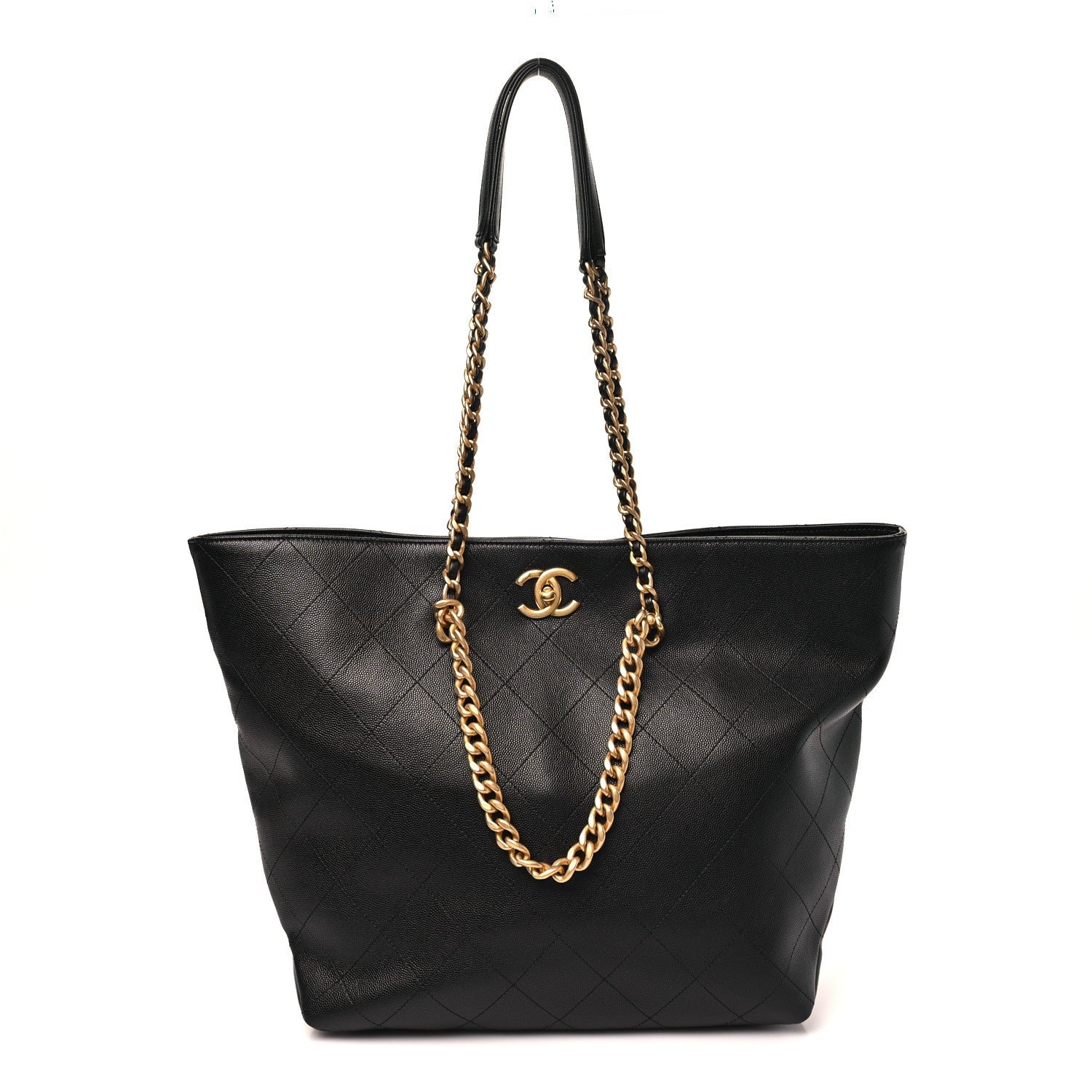 Chanel Shiny Caviar Stitched Softly Quilted Tote Black