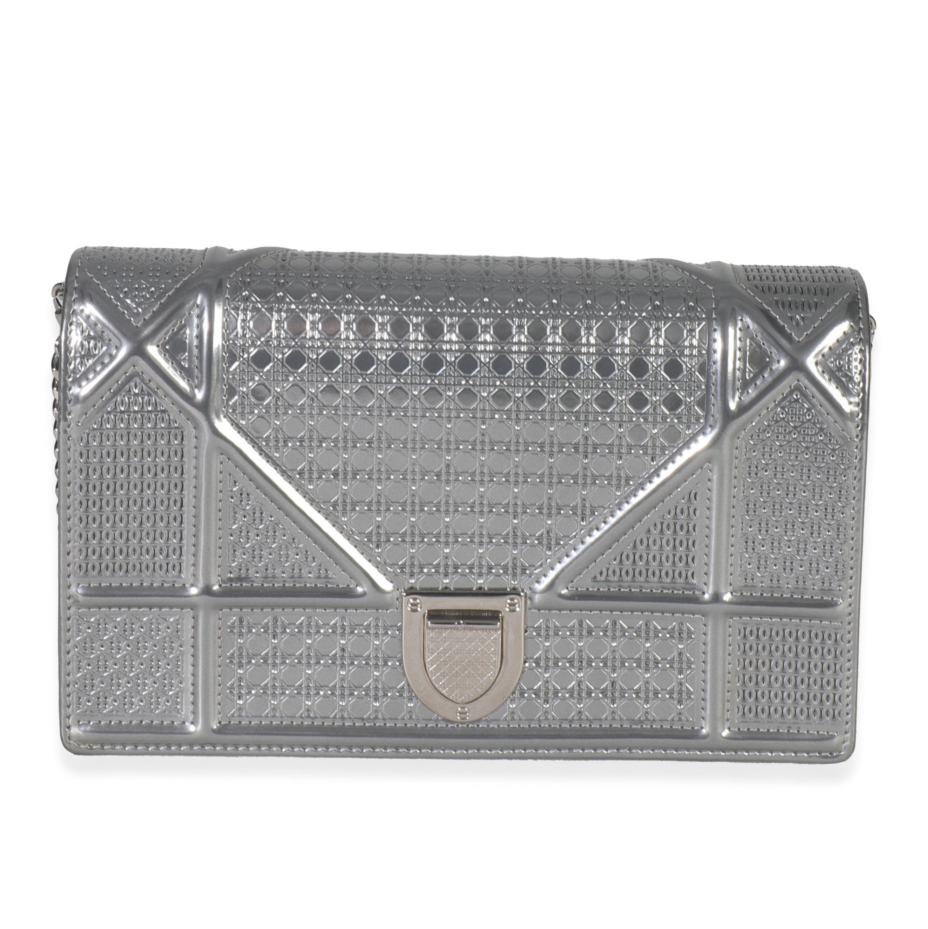 Dior Metallic Micro-Cannage Calfskin Diorama Wallet On Chain