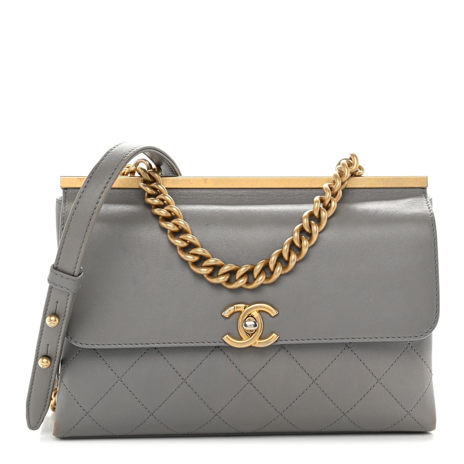Chanel Lambskin Quilted Small Coco Lux Flap Grey