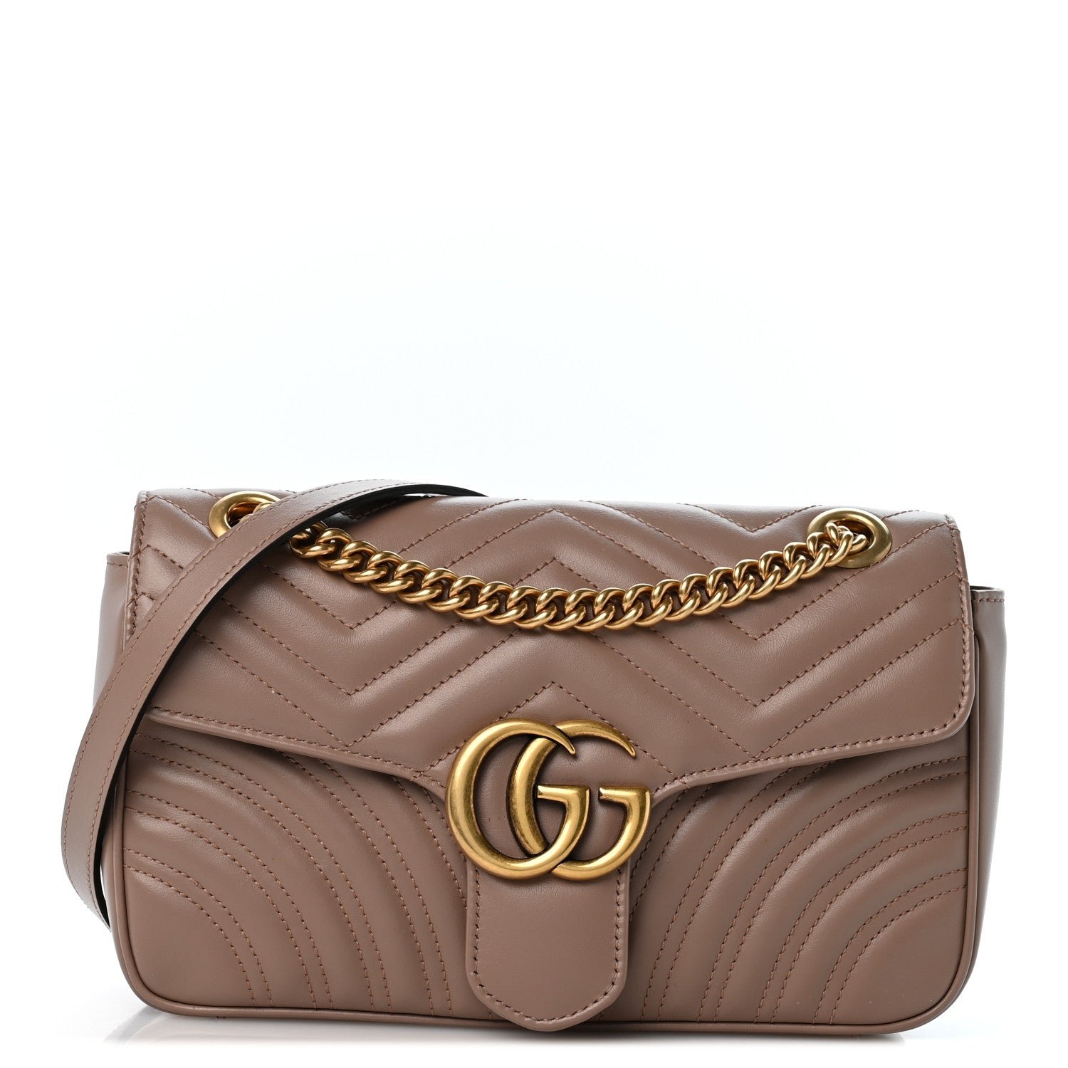 Gucci Calfskin Matelasse Small GG Marmont Shoulder Bag Porcelain Rose