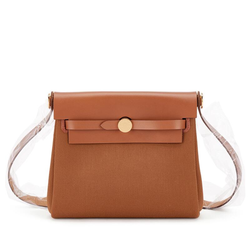 Hermes Gold Vache Hunter and Toile Mini Herbag Zip 20 Gold Hardware, 2026